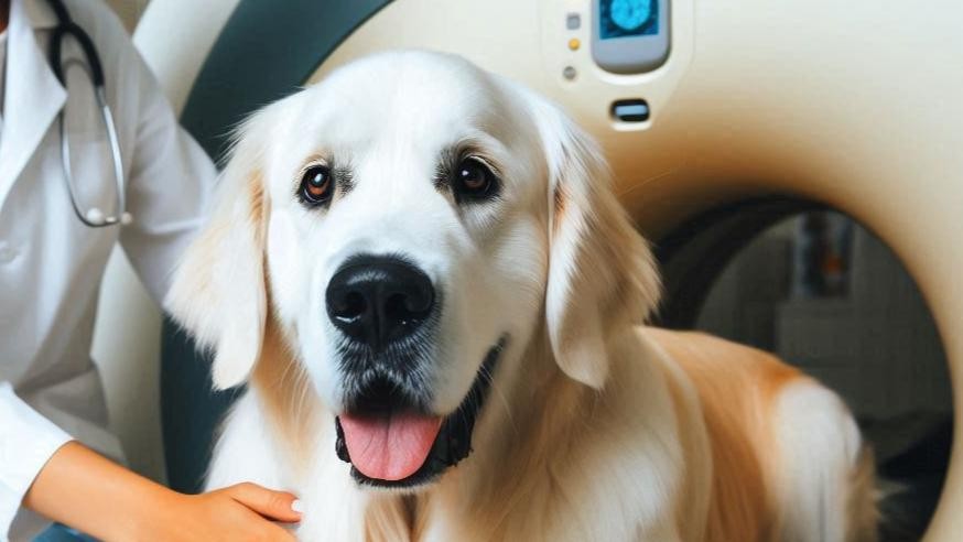 Hund im MRT Scanner KI generiert