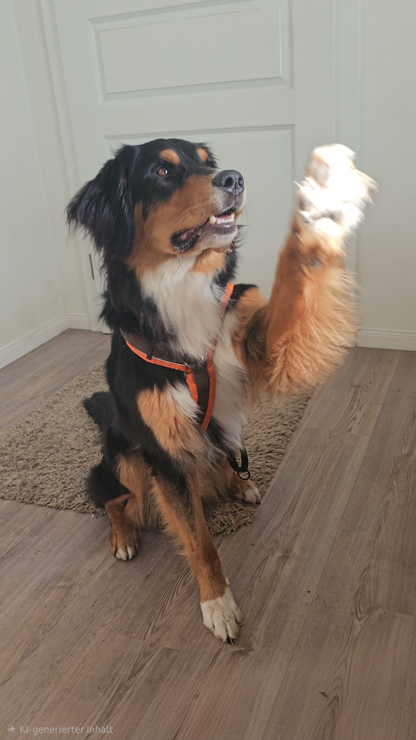 Hund winkt als kameratauglicher Trick mit einer Pfote